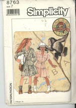 Simplicity 8763 Girl&#39;s Safari Dress  - Adventure Club - button front Sz 7 Uncut  - £3.19 GBP