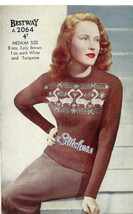 PDF Pullover Graphic Sweater Swan Design 1940s - Knit pattern (PDF 2064) - $3.75
