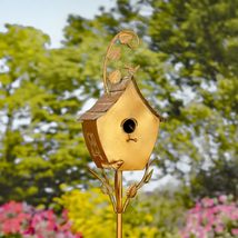 Copper Colored Fancy Design Birdhouse Garden Stakes (Stretched Classic House Sha - £71.90 GBP+