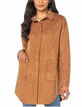 *Well Worn Brown Chestnut Soft Faux Suede Oversized Longline Shirt - £27.68 GBP