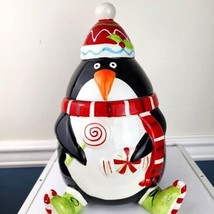 Pier 1 Imports Hand Painted Earthenware Penguin Cookie Jar - $24.75