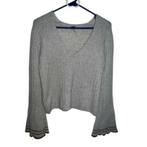 Free People Womens Gray May Morning Wool Blend Bell Sleeve Sweater Size ... - $14.51
