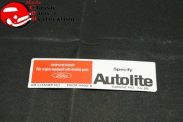 71 Early Mustang w/o Ram Air Autolite Service Instructions Decal - £777.73 GBP
