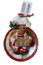 Holly Adler Ornament Gingerbread Baker Girl in Pie tin with Cookie Tray Baking - £9.73 GBP