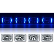 4X6&quot; Blue Halo DRL Headlight Headlamp w/ 6K LED Light Bulbs Crystal Clear Set - £175.41 GBP