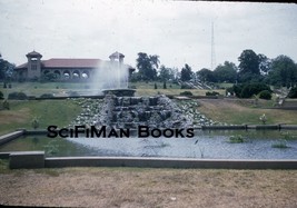 KODACHROME Red Border Slide Large Building Waterfall Fountain Radio Tower 1950s! - $2.96