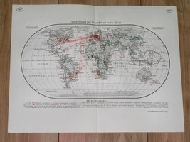1938 Vintage Map Of Germans German Language World Immigration America Volga - £22.35 GBP