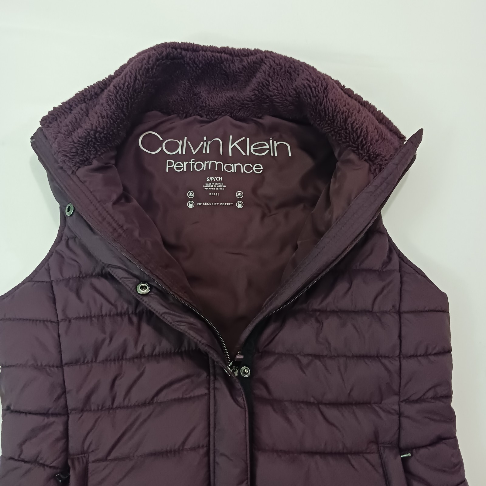 Calvin Klein RN#54163 Performance Women's Burgundy Full Zip Puffer Vest Sz Small Item image 12