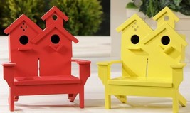 Beach Chair Bird House 2 Entrances Wood 11" High Red Yellow Cottage Choice of 2 image 2
