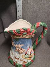 Fitz And Floyd Night Before Christmas Water Pitcher Now Dash Away Dash Away All - £48.30 GBP