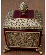 Cecelia Footed Trinket Box - Mahagony Finish - Resin - BRAND NEW WITH DE... - $19.79