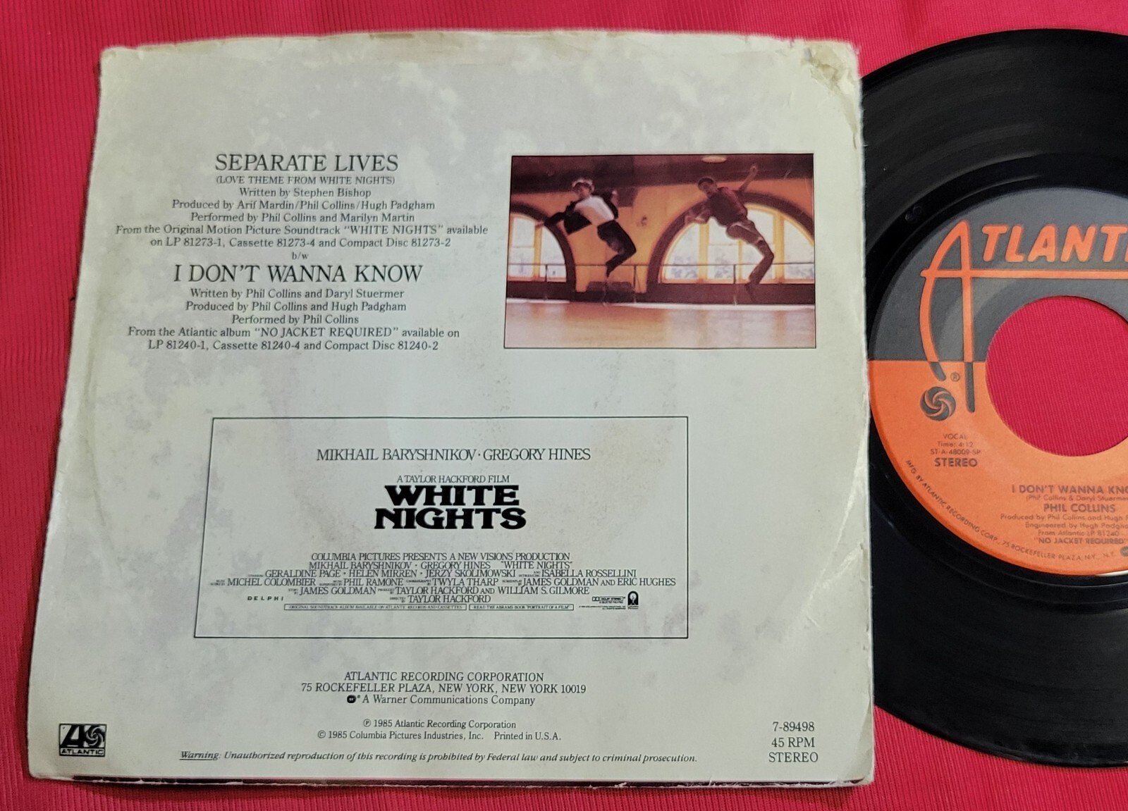 Phil Collins & Marilyn Martin - Separate Lives  - Atlantic - 45RPM Record Item image 8