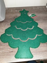 Christmas Tree Green Decoration/Placemat Felt w/ Glitter 15.7&quot; x 17.7&quot;-NEW - £19.77 GBP