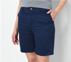 Denim &amp; Co. EasyWear Straight Leg Semi Fit Twill Shorts (Navy, Reg 6) A4... - $19.00