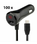 Lot of 100: NEW  12 Watt 2.4 Amp Car Charger 4&#39; Coiled Micro USB BLACK - £79.23 GBP