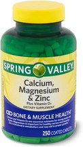 Spring Valley - Calcium Magnesium and Zinc, Plus Vitamin D3, 250 Coated Caplets - £19.97 GBP