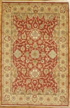 Lotus Pattern Floral Ziglar Red Oushak Wool Genuine Handmade Area Rug 6x9 Rug - £329.50 GBP