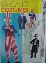 Pattern 6143 Adults sz Med Costumes, Uncle Sam, Abe Lincoln, Colonial, Liberty - $9.99