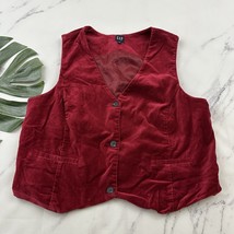 Gap Womens Retro 90s Velvet Vest Size XL Tall Red Academia Soft Lined - $27.71