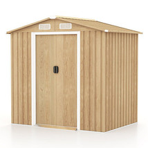 6 x 4 Feet Galvanized Steel Storage Shed with Lockable Sliding Doors-Natural -  - £325.00 GBP