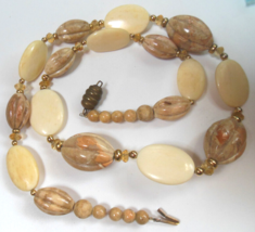 Vintage River Stone  Bead Necklace 24" - $33.41