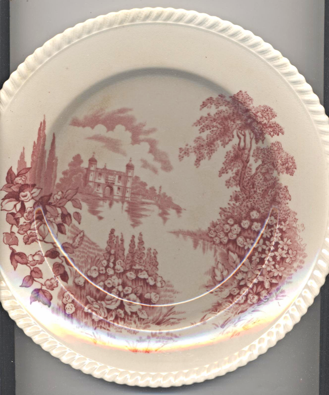 Two Antique Staffordshire Plates Johnson Brothers England "Castle On The Lake" - $25.00