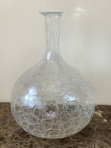 Peter Greenwood Signed 1988 Art Crackle Glass Hand Blown Studio Bottle D... - $48.51