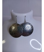 Silvertone Round Floral Design Pierced Earring 1.5&quot; - $241.06 MXN