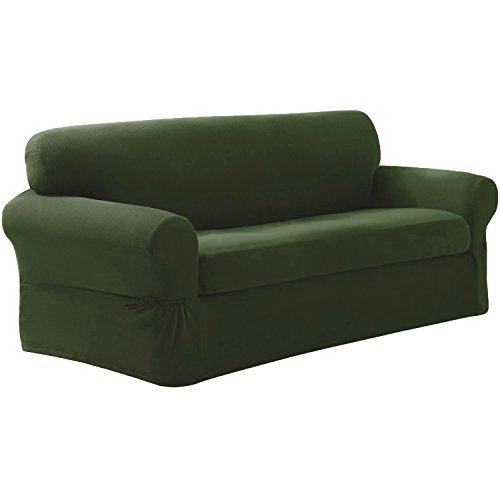 Fancy Collection Strech Sofa Love Seat Arm Chair Slip Cover Olive Green (3 pi... - $69.25
