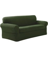 Fancy Collection Strech Sofa Love Seat Arm Chair Slip Cover Olive Green ... - £54.54 GBP