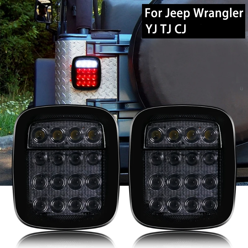 2pcs/set 16 LEDs Universal Tail Light Brake Reverse Light for Jeep Wrangler YJ - £39.37 GBP+