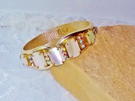 Mint Vintage Bracelet Gorgeous Gold with White MOP Mother of Pearl and Aurora Bo - £79.00 GBP