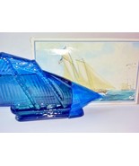 Avon Spicy Aftershave America Schooner Cobalt Blue Glass NIB Decanter Sa... - $34.43 CAD