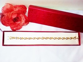 Vintage Goldtone Chain Link Tennis Bracelet with Round Crystal Bezel Stones Mint - £17.54 GBP