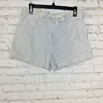 American Eagle Shorts Womens 6 Ivory Blue Striped Hi Rise Belted Cotton - £12.82 GBP