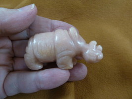 Y-RHI-713) peach jasper RHINO rhinoceros gemstone FIGURINE carving I lov... - £13.78 GBP