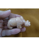 Y-RHI-713) peach jasper RHINO rhinoceros gemstone FIGURINE carving I lov... - £13.09 GBP