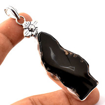 Black Botswana Agate Gemstone Christmas Gift Pendant Jewelry 3.20&quot; SA 5542 - £6.00 GBP