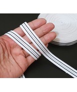 1/2" 13mm wide 5yds - 50 yds White with Black Stripes Elastic Band EB83 - $6.99 - $26.99
