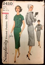 1950s 2 Pc Middy Dress Skirt Top Simplicity 2410 Pattern Bust 31 1/2 Vin... - £7.06 GBP