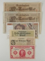 1910-1990 Germany, France &amp; Netherlands 6-Note Currency Set Mark Franc Gulden - $49.50