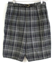 VTG 1950s Queen Casuals Gray Plaid High Waist Bermuda Shorts Rockabilly 30W - $84.15