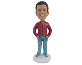 Custom Bobblehead Suave Male In Trendy Shirt Posing With Hands In His Pocket - L - £71.53 GBP