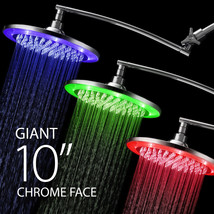 10-inch 3-Color-Changing Rainfall LED Shower Head With 15-inch Extension Arm - £40.35 GBP