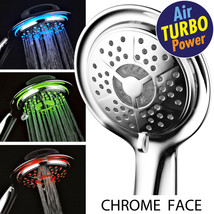 All-Chrome LED Handheld Shower with Air Turbo Pressure-Boost Nozzle Technology - £23.76 GBP