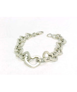 Italian HEART Link STERLING Silver BRACELET - 7 inches long - FREE SHIPPING - $85.00
