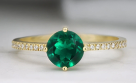 14k Gold 5ct Natural Green Emerald Gemstone Engagement wedding Ring Gift For Her - £632.55 GBP