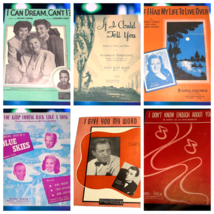 Vintage Sheet Music Lot of 6 - 1937 thru 1946 some film related. Complet... - £11.69 GBP