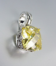 Designer Silver Gold Balinese Filigree Lemon Yellow Citrine CZ Crystal P... - $26.99