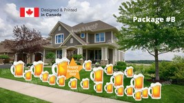 Happy BeerthDay Sign + 11 or 22 pcs Beer Mugs | Yard Sign Outdoor Lawn D... - £51.35 GBP